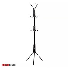 RICHOME 經典衣帽架 三腳掛衣架 多層掛鉤, 黑色