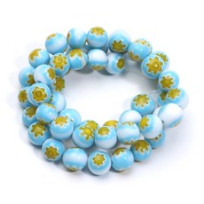 쥬얼리 제작용 무라노 램프워크 꽃 원형 유약 유리 구슬 DIY 팔찌 목걸이 수제 공예 액세서리 46 개 8mm, 8mm 46pcs, C05725