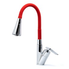 클린 주방 원홀 컬러 자바라 싱크대 수전 PCR-1000 레드, 1개