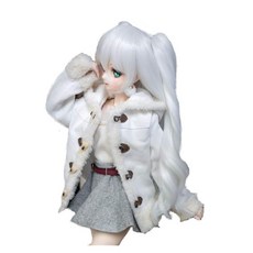 YR EARTH 인형용 내열 가발 89인치 가발 귀여운 컬 어레인지 헤어 1/3 BJD SD DD MDD S199 (화이트)