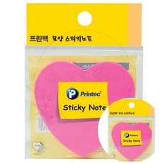프린텍 스티키 노트 하트모양 50매 교실 직장인 정리 기억 사무실 필기 표시