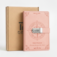 디루아 빈티지 비밀 일기장 자물쇠 다이어리 잠금 노트, 1개, 핑크