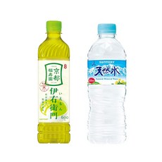 【세트 구입】산토리 녹차 이오에몬 차 600ml×24개 + 산토리 천연수 3438, 1