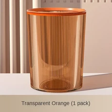 새로운 창의적인 쓰레기통 가정용 거실 침실 주방 욕실용 압력 링 투명 종이 바구니 보관 퇴비통, 01 transparent orange
