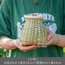 採茶竹簍小揹簍竹編魚簍竹製品裝飾道具兒童舞蹈演出竹籃小竹筐, N/A, 1個