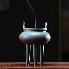 仿古三足高腳盤香爐，適用於宮廷風、新中式禪意茶室，家用供佛線香爐擺件, 1個, 高足線香爐【沒蓋子】