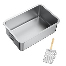 CRTOTOLO 스텐박스 고양이 화장실 캐리 핸들 포함 고양이 모래 삽 대형, 1개, 1개 포함