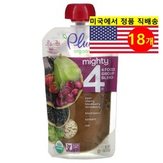 Plum Organics 12개월 이상 유아용 다양한 과일 곡물 혼합 퓨레 이유식 113g 6개, 18개