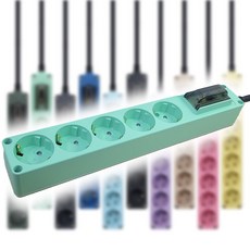 현대 고용량 멀티탭 오브제 국산 4000W 누전차단 과부하차단 멀티콘센트 5구 10컬러, 1.5m, 민트, 1개