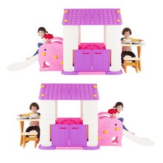 아기플레이하우스 놀이집미끄럼틀 바이올렛 유아미끄럼틀 놀이하우스, 퍼플, 핑크, 베이지, 브라운, 3세