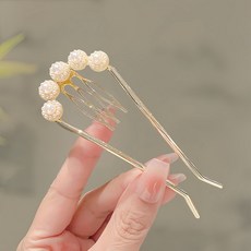 古風U型髮簪 竹節蝴蝶花朵珍珠流蘇髮釵 復古漢服配飾 超仙古裝髮飾 手工製作典雅髮簪+U型髮簪系列-五圓珍珠+默認顏色