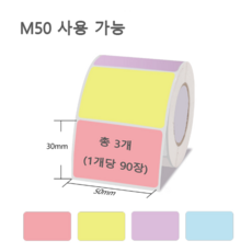 Ablemark 라벨 프린터기 스티커 라벨지포함 고속인쇄 바코드 생성 큐알코드 스캔 가능, 1세트, 라벨지 1스타일 3롤 (50*30mm)