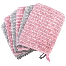 PHOGARY 페이스 바디 욕실용 수건 6팩 15.2 x 20.3cm(6 8인치) 흡수력이 뛰어나고 부드러운 코랄 플리스 페이셜 천 걸이식 고리가 있는 스트라이프 퀵 드라이, PHOGARY 페이스 바디 욕실용 수건 6팩, 15.2