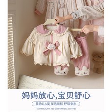 周歲女寶寶秋冬套裝夾棉加絨棉衣外套超萌公主嬰兒分體兩件套冬裝