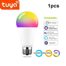 WIFI 스마트 Led 전구 E27 라이프 RGB + 흰색 따뜻한 220v 램프 Yandex Alice Automation Google 홈, 04 TUYA Bulb 1Pcs, 01 빠른, 01 220V
