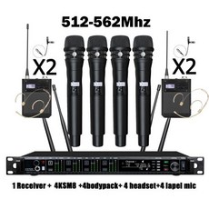 유튜브마이크 방송용 콘덴서 Leicozic 전문 4 채널 무선 마이크 시스템 KSM11 KSM8 주파수 헤드웨어 무대용 라발리에 다이버시티, 10)FullSet KSM8 500