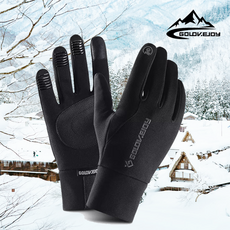 GOLOVEJOY冬季防寒防水發燒拉絨智能手機觸摸手套DB22, 黑色的