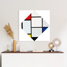 더 아트 컴퍼니 몬드리안 추상화그림 22종 집중력 창의력 향상 아이방 사무실 작업실 인테리어 명화그림, 9. PM-마름모 구성 1
