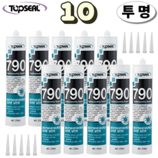 탑씰 외장용 790 렉산 외부용 투명 실리콘 실란트 노즐포함 270ml, 10개