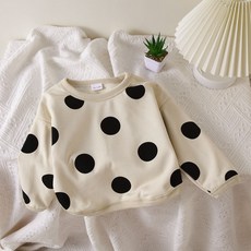 復古時髦女童韓版兒童棉質衛衣寶寶波點加厚圓領套頭衫圓點上衣