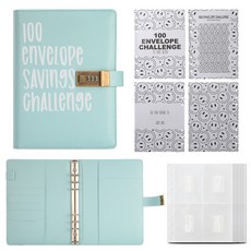 100天省錢挑戰存錢本收納冊 密碼鎖記賬理財手冊, 1個, 【藍色】