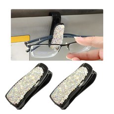 WEVDN 자동차 선바이저 여성용 클립 패션 홀더 선글라스 2개 행거 블링 안경 여아용, AB.