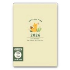 2026 25K雙色跨年月計畫手冊，月計畫、週誌、行事曆、年度規劃，附透明PVC書衣，狐狸款, 1個, 狐狸/CDM-427A, 狐狸
