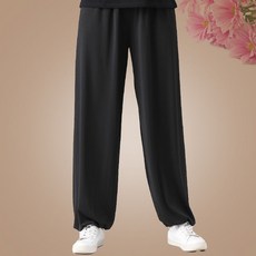太極服 中國風太極拳套裝, 黑色長褲,3XL 136-145斤