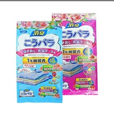 (새제품)1+1일본 좀벌레퇴치제 곰팡이탈취제 천연 꽃향기 옷장방향제 냄새 탈취 좀약 옷장용 서랍장용 신발장용 향기남김/방습/곰팡이 방지, 장미꽃향48p+48p