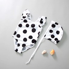 女童紅色蛋糕裙連身泳衣