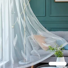 맞춤형 크림 자카드 유화 셔닐 실 음영 커튼 거실 침실 프랑스어 창 발코니 완제품