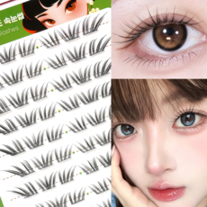 Keka 노글루 가닥 속눈썹 9-12mm 인스 분위기 여우 속눈썹 60모, 1개, 블랙