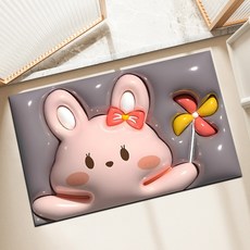 폴라도레 빨아쓰는 규조토 발매트 착시 3D 입체 귀여운 캐릭터 주방 욕실 화장실 매트, 17.뾰로롱토끼, 1개