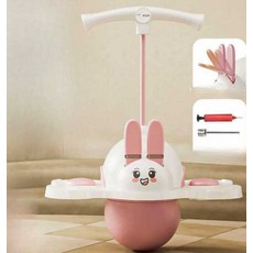 스카이콩콩 무소음 점핑볼 실내운동 밸런스공 유아체육 키성장 다이어트, 1개, 분홍 토끼+ 에어 펌프 + 에어 니들