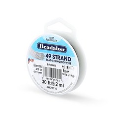 Beadalon 49가닥 스테인리스 스틸 비즈 스트링 와이어 0.015인치 / 0.38mm 새틴 골드 30피트 / 9.2m(30피트) 스테인리스 스틸, 0.91 mm / 0.036 인치, 30 피트 / 9., 밝음