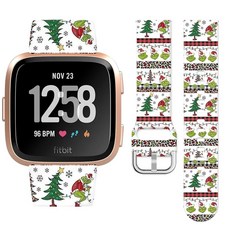 Watbro Fitbit Versa/Lite/Fitbit Versa 2 밴드와 호환되는 크리스마스 홀리데이 시계 밴드 여성용 남성용 부드러운 실리콘 스트랩 교체 액세서리, 크리스마스 10