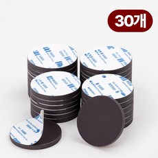 원앤모어 원형 자석 테이프 스티커 25mm, 30개, 블랙