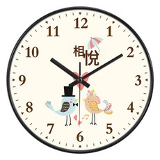 DFMEI 吉祥小清新客廳圓形掛鐘靜音掃秒事事如意北歐風創意臥室鐘錶掛牆, A233黑色:8英寸(直徑20釐米)太小不推薦