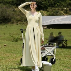 DFMEI 長款全身冰絲upf50防曬裙衣女夏收腰修身新款防紫外線防曬服, M