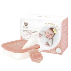 【Roaze柔仕】 舒適款乾濕兩用布巾 180片裝, 1個, 舒適160p+(雪櫻粉)矽膠盒