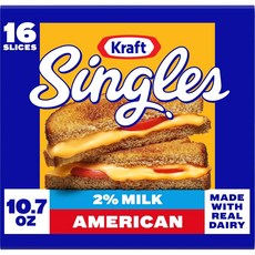 Kraft Singles 2% 우유 저지방 아메리칸 슬라이스 16개 팩, KraftSingles2우유저지방아메리칸슬라이스16개팩
