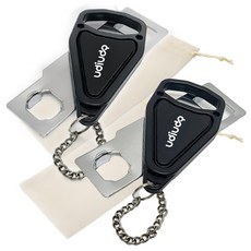 [1+1+호루라기증정] 어디든 호환되는 우디우디 이중 안심 강철 휴대용 도어락 잠금장치, 1세트, 클래식 블랙