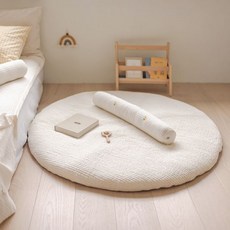 비비엔다 순수 누빔 아기 원형러그 신생아 아이방 놀이매트 100cm 아이보리 무지