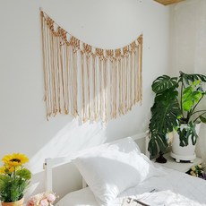 [창고정리]선물마루 여리여리 레이스 대형 마크라메 침대헤드 소파 벽장식 월데코 아기침대꾸미기 월행잉, 진베이지