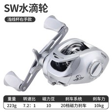 防炸線路亞水滴輪捲線器 7.2:1高速比 強漁輪 遠投海桿輪 釣具, 銀翼水滴輪右手(泛用杯)