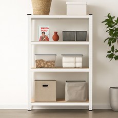 벨라까사 강력한 내하중 스틸랙 앵글선반 조립식 간편선반 수납장, 4단, 화이트