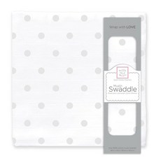 SwaddleDesigns 면 모슬린 포대기 담요 남아 및 여아용 속싸개 최고의 샤워 선물 116.8 x 116.8cm46 46인치 어린 양 스털링 182379, Sterling Dots
