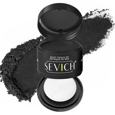SEVICH Root Touch up 브러시가 있는 헤어라인 파우더 탈모 숨김 여성 남성용 얇은 그레이 헤어 섀도우 토퍼 48시간 메이크업 지속 8g 대용량 블랙 [호환], 2-블랙