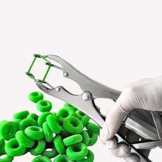 거세링 끼우기 거세용 염소 가축 펜치 장착기 고무링, 수입 그린 링 50개