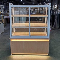 베이커리 빵 진열대 케이크 진열장 카페 선반 수납형, 기본구성, 우드컬러 화이트 1.2x0.55x1.6 3칸
